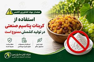 هشدار به تولیدکنندگان کشمش در کاشمر؛ استفاده از کربنات پتاسیم صنعتی ممنوع است